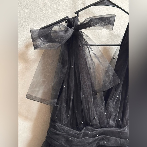 NEW Lulus Black Tulle Beaded Shoulder-Tie Tiered Mini Party Dress Women’s L READ - Picture 12 of 12